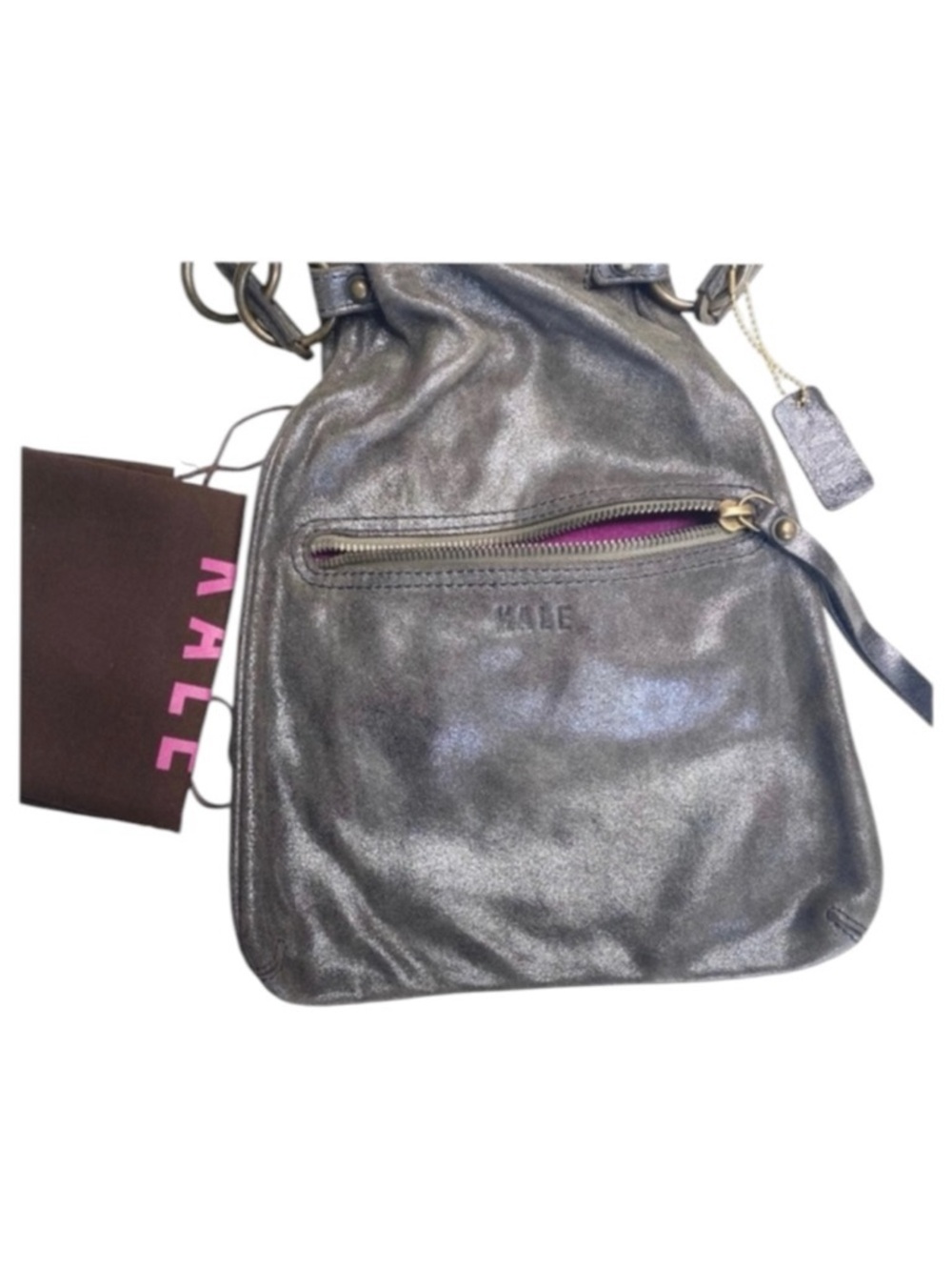 HTF: new Kale ༄ Diego Edgy Messenger Handbag Bag ༄ Mineral Metallic Leather ༄ - Picture 12 of 16